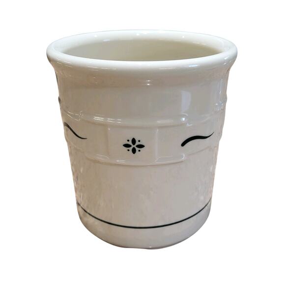 Longaberger Pottery Crock Heritage Blue Woven Traditions Utensil Holder Jar - Picture 5 of 12